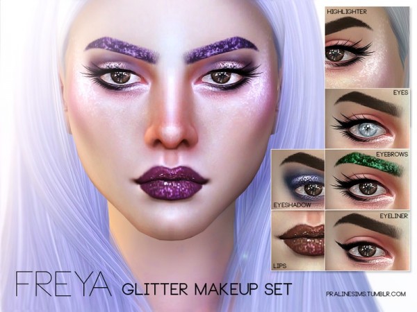  The Sims Resource: Freya Glitter Makeup Set by pralinesims