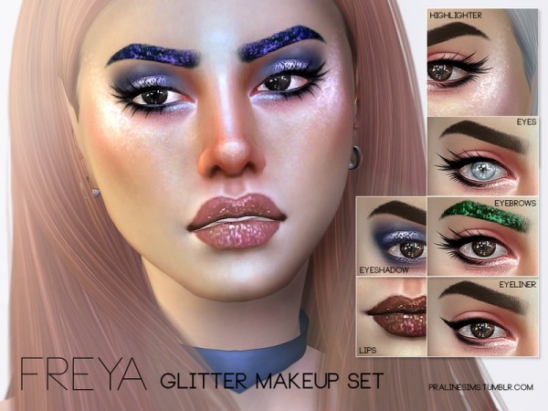  The Sims Resource: Freya Glitter Makeup Set by pralinesims