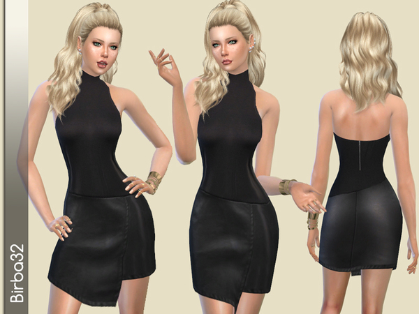  The Sims Resource: Leather Nw Year Dress by Birba32