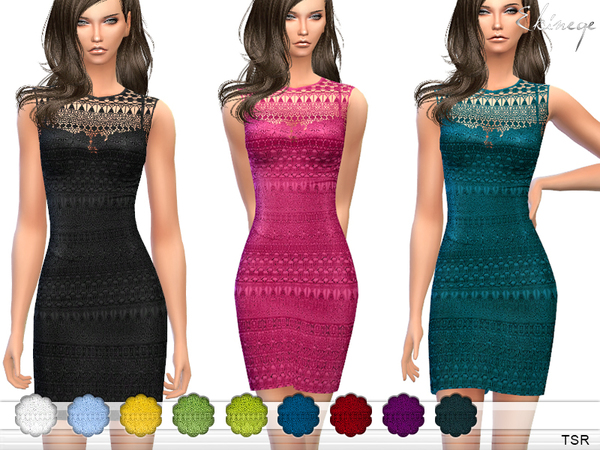  The Sims Resource: Crochet Lace Dress by ekinege