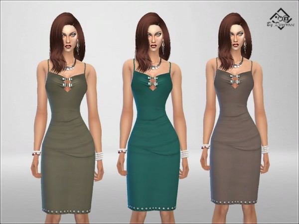  The Sims Resource: Dress Pencil with Metal Decor by Devirose