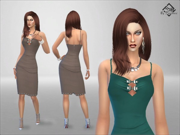  The Sims Resource: Dress Pencil with Metal Decor by Devirose
