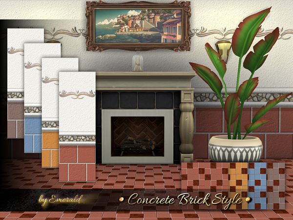  The Sims Resource: Concrete Brick Style by Emerald