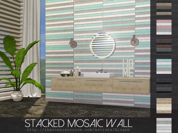  The Sims Resource: Stacked Mosaic Wall by Rirann