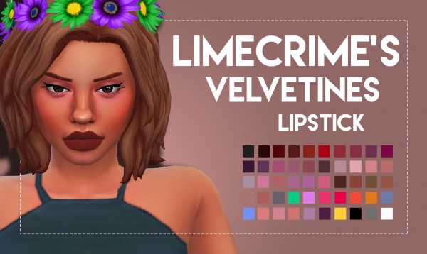  Simsworkshop: Limecrime’s Velvetines Inspired Lipstick by Weepingsimmer