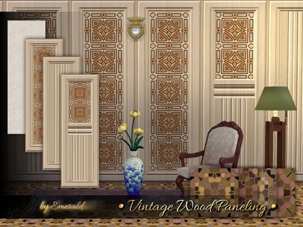  The Sims Resource: Vintage Wood Paneling by emerald
