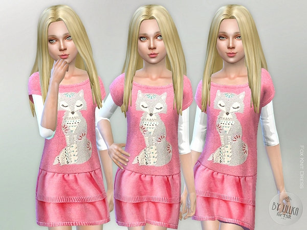  The Sims Resource: Fox Knit Dress by Lillka