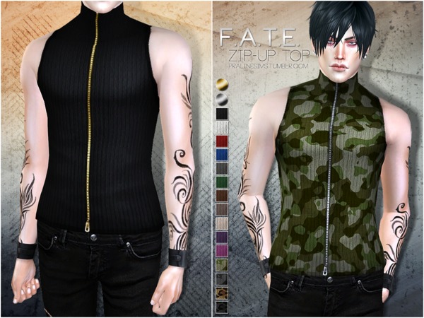  The Sims Resource: F.A.T.E. Zip Up Top by Pralinesims