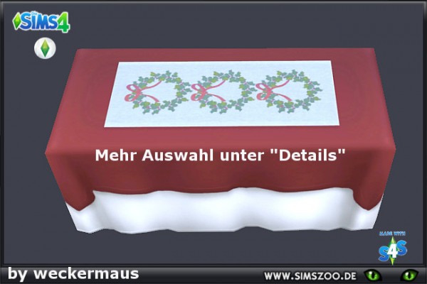  Blackys Sims 4 Zoo: Christmas tablecloth by weckermaus