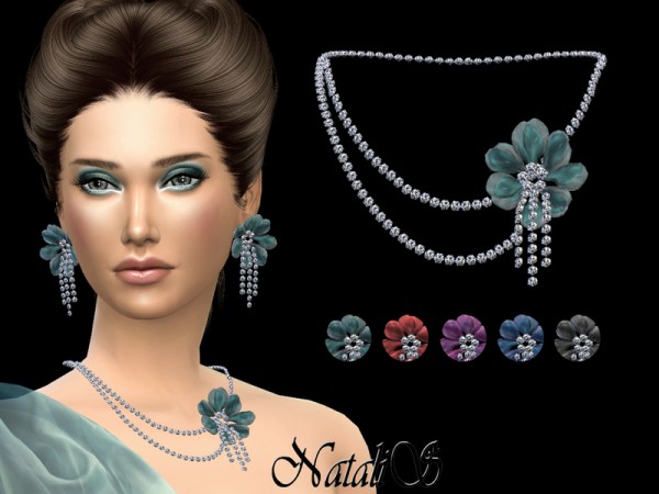  The Sims Resource: Organza flower necklace by NataliS