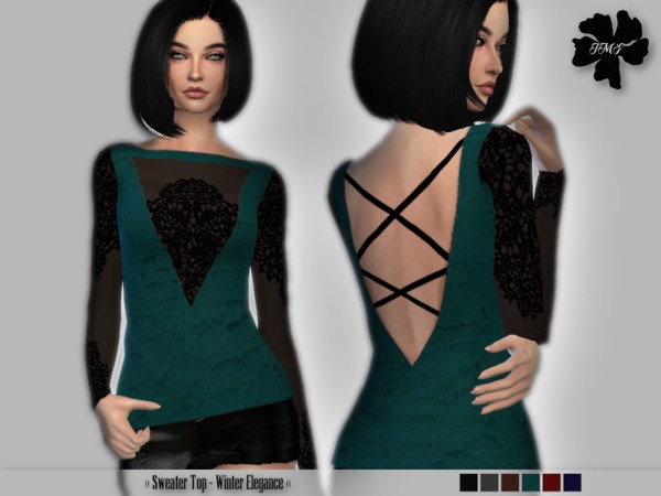  The Sims Resource: Sweater Top Winter Elegance by Izzie McFire