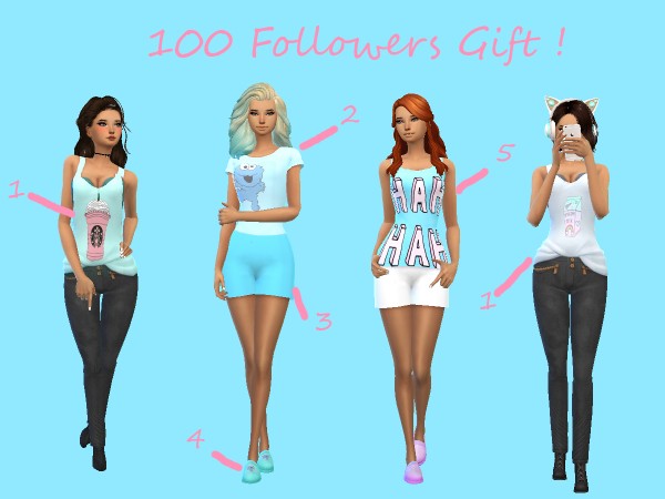  Simsworkshop: 100 Followers Gift   Sleepwear and Outfit by CandySimmer