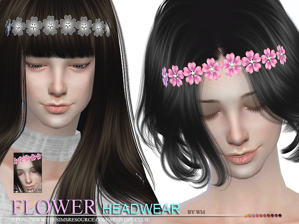  The Sims Resource: Flower head wear by S Club
