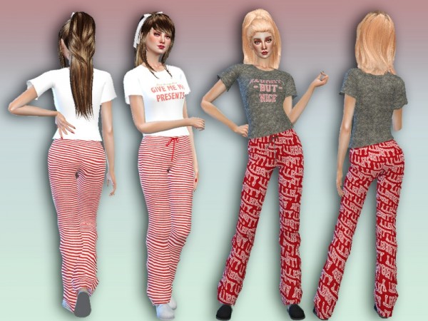  The Sims Resource: Naughty But Nice Pajama Set by Simlark