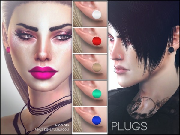  The Sims Resource: Plugs earrings by Pralinesims
