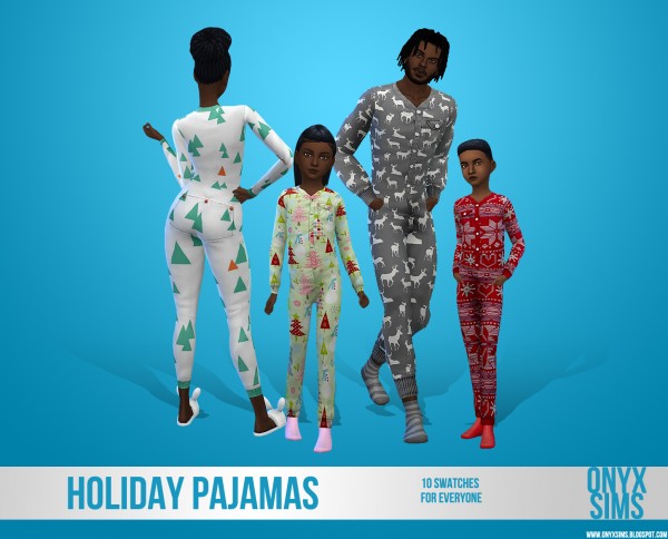  Onyx Sims: Holiday Pajamas for all