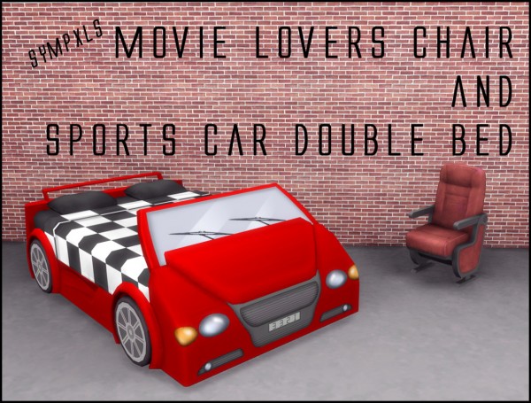  Simsworkshop: Movie Lovers Chair & Sports Car Double Bed by