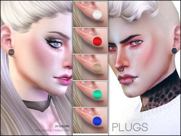  The Sims Resource: Plugs earrings by Pralinesims