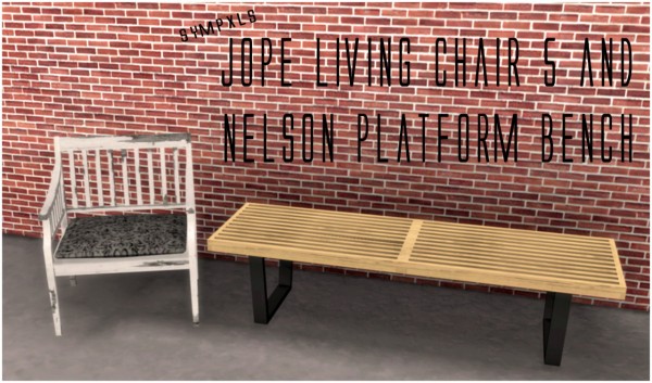  Simsworkshop: Jope Living Chair 5 and Nelson Platform Bench by Sympxls