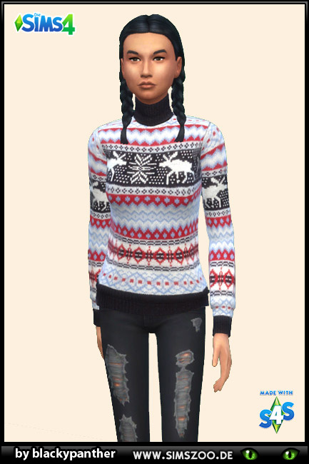  Blackys Sims 4 Zoo: Winter sweater for girls by blackypanther