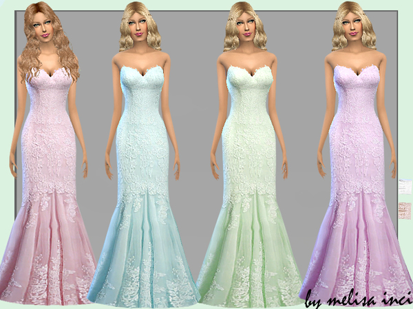  The Sims Resource: Lace Mermaid Dress by melisa inci