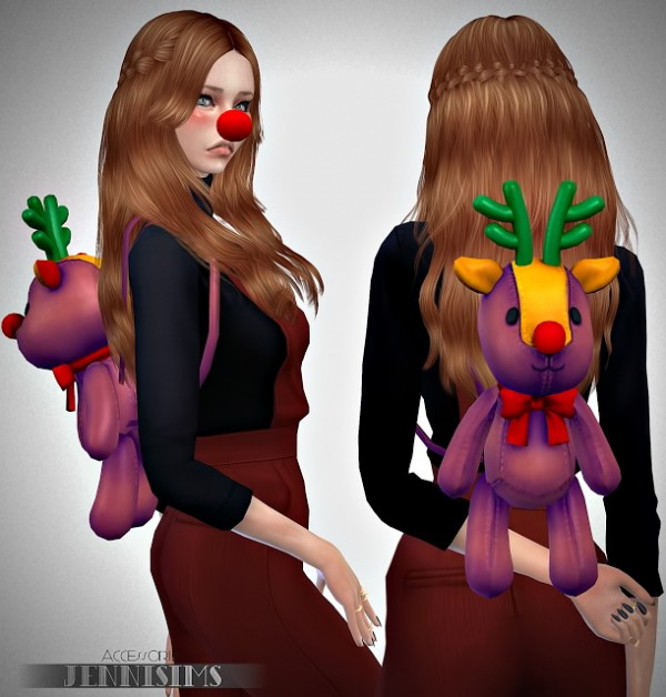  Jenni Sims: Set Accessorys Snowflake Outfit   Nose Rudolph, Backpack, Headband Reno, Tree