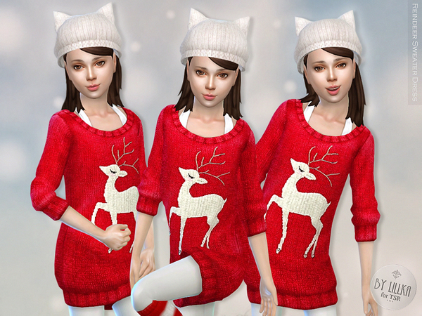  The Sims Resource: Reindeer Sweater Dress