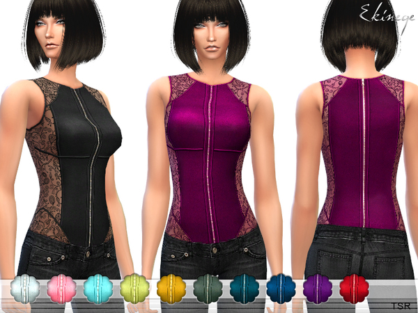  The Sims Resource: Sleeveless Corset Bodysuit (Top) by ekinege