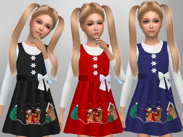  The Sims Resource: Girls Christmas Dress by SweetDreamsZzzzz