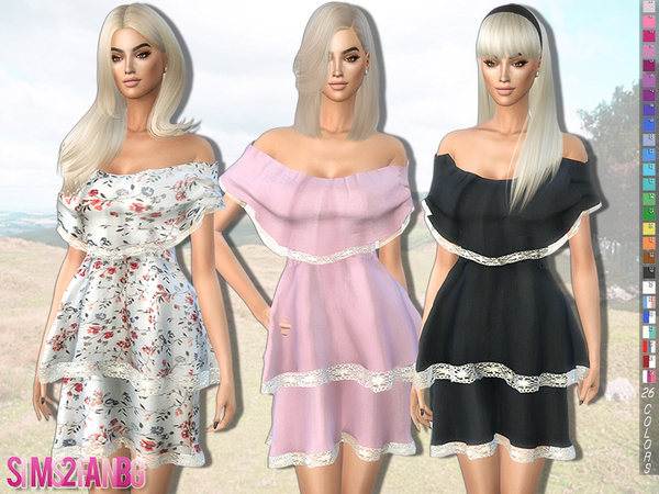  The Sims Resource: 279   Bare Shoulder Layered Dress by sims2fanbg