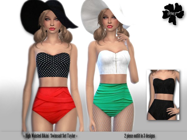  The Sims Resource: Hight Waisted Swimsuit Taylor by IzzieMcFire