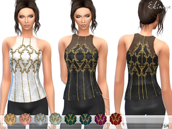  The Sims Resource: Sequin Embroidered Top by ekinege