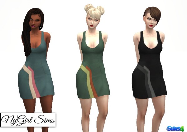  NY Girl Sims: Color Block Panel Mini Dress
