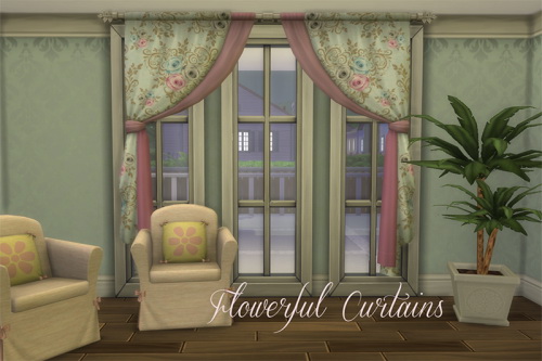  Chillis Sims: Flowerful Curtains