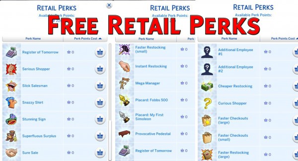  Simsworkshop: Simstopics Free Retail Perks! 2.0