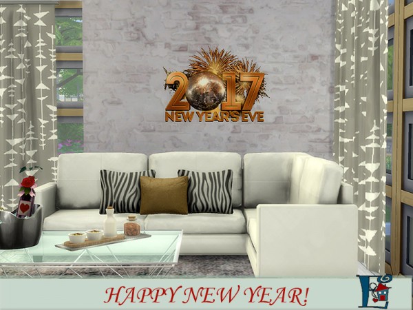  The Sims Resource: Happy new Year wall set by evi