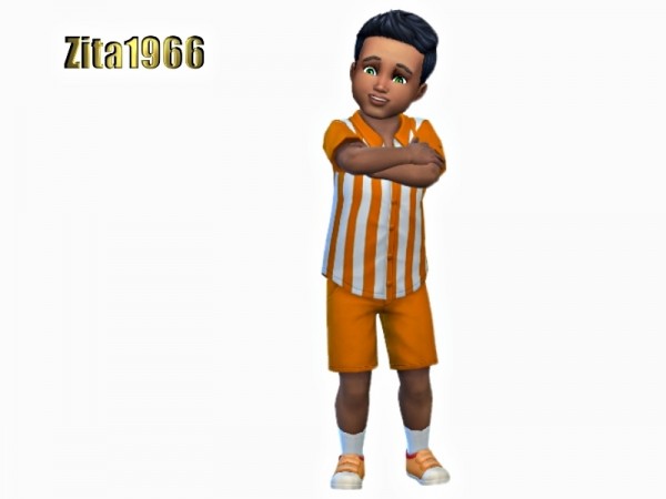  The Sims Resource: Toddler Boys Shirt and Shorts by ZitaRossouw