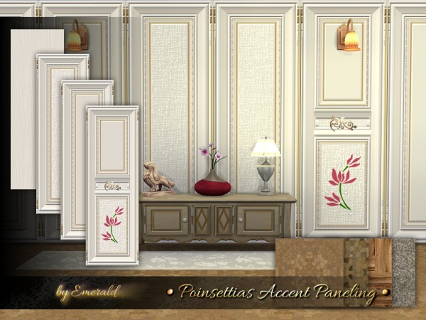  The Sims Resource: Poinsettias Accent Paneling by emerald