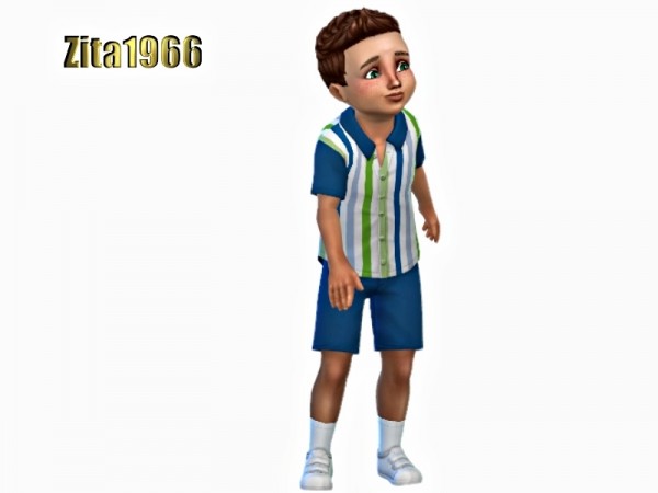  The Sims Resource: Toddler Boys Shirt and Shorts by ZitaRossouw