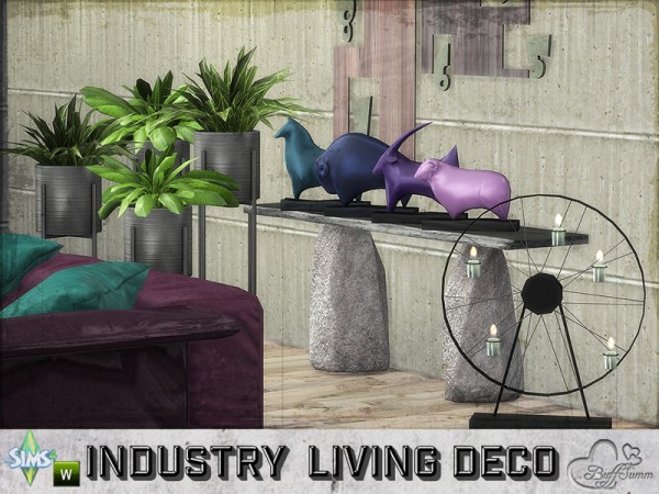  The Sims Resource: Livingroom Industry Decor Set by BuffSumm