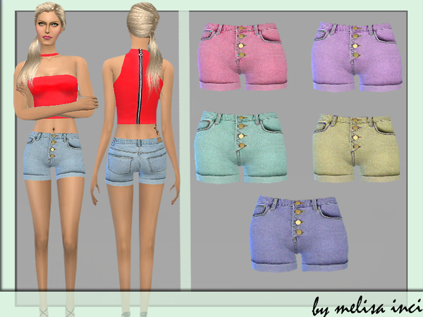  The Sims Resource: Button Front Denim Shorts by melisa inci