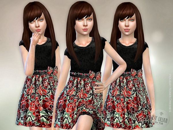 The Sims Resource: Holiday Roses Dress by lillka