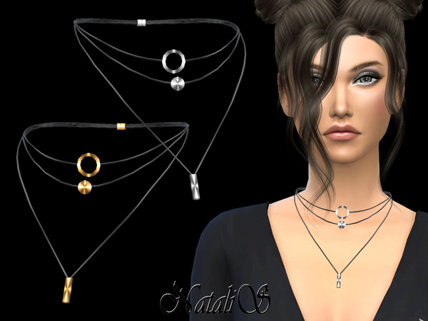  The Sims Resource: Necklace with geometric pendants by NataliS