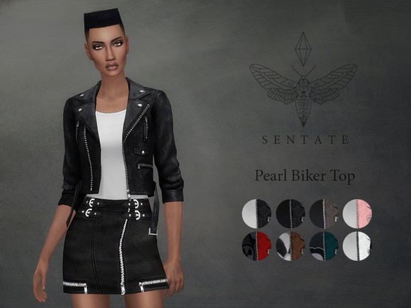  The Sims Resource: Pearl Biker Jacket by Sentate
