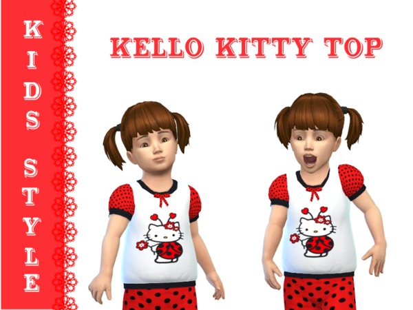  The Sims Resource: Hello Kitty Top by Kids Style Creations