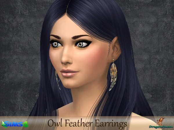 The Sims Resource: Owl Feather Earrings by DragonQueen