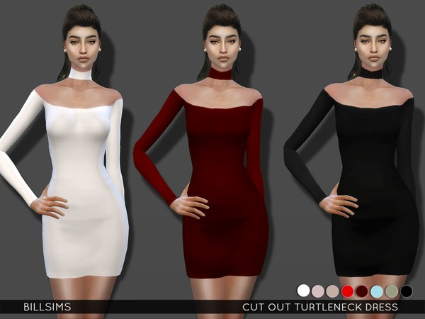  The Sims Resource: Cut Out Turtleneck Dress by BillSims