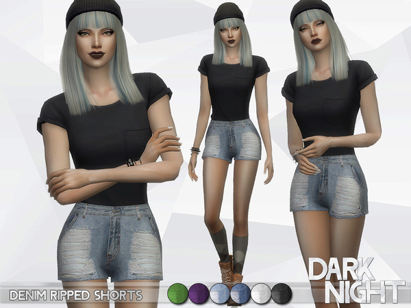  The Sims Resource: Denim Ripped Shorts by DarkNighTt