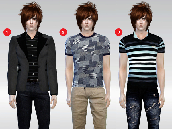  The Sims Resource: Kyle Patrick Tops Set by McLayneSims
