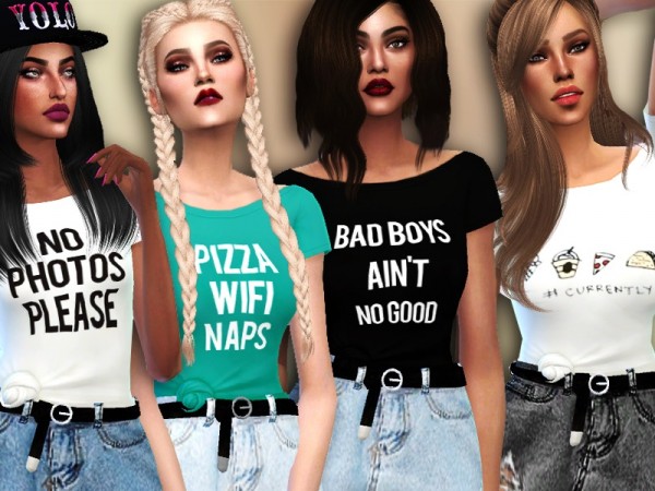 The Sims Resource: Not Your Bae Crop Tops by Simlark